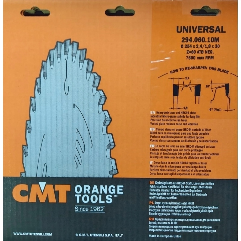 CMT Tarcza do cięcia drewna 254 x 30 mm 60 zębów